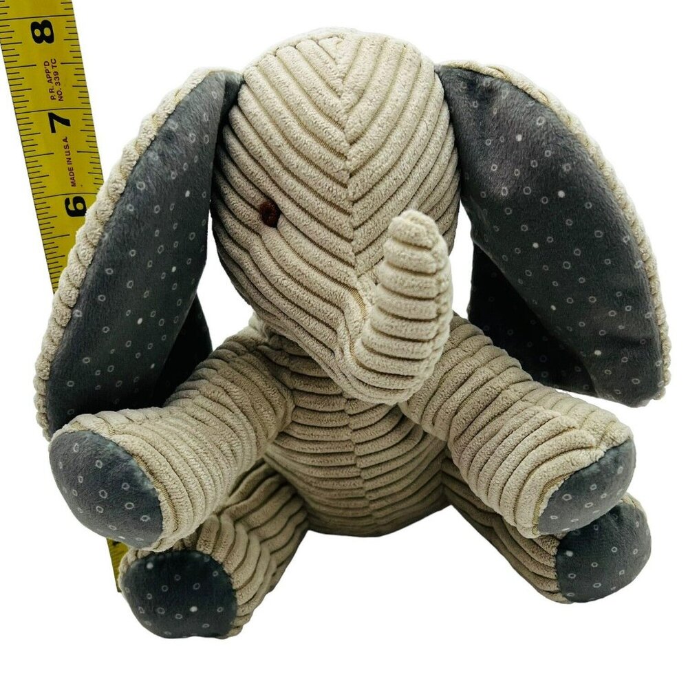 Bunnies By The Bay Elephant Gray Corduroy Blue Dots Baby Lovey 8 inch Plush 2017 - Picture 9 of 9